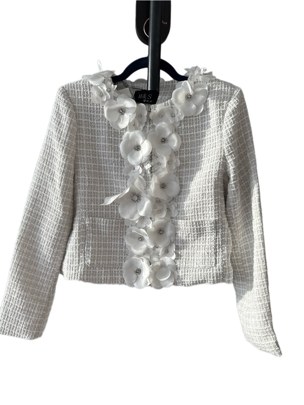 Designer Luxury Wool-blend Appliqué Tweed Jacket